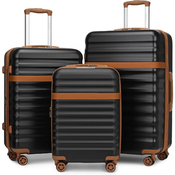 KONO Set kufrov - praktický na cesty, rozšíriteľný o 15%, čierny 58278377