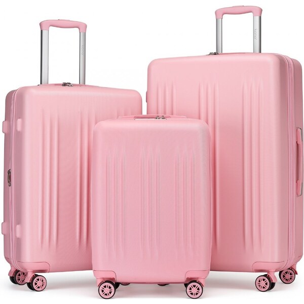 KONO Set kufrov - s prúžkami, rozšíriteľný o 20%, ružový 58278378