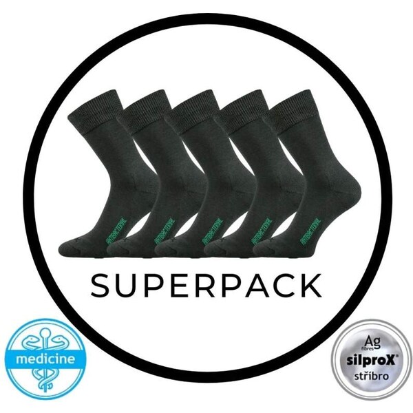 ZEUS SUPERPACK 5párů zdravotné antibakteriálne ponožky VoXX Tm. sivá 32018436