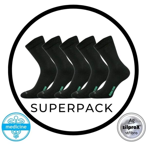 ZEUS SUPERPACK 5párů zdravotné antibakteriálne ponožky VoXX Čierna 35 32018437