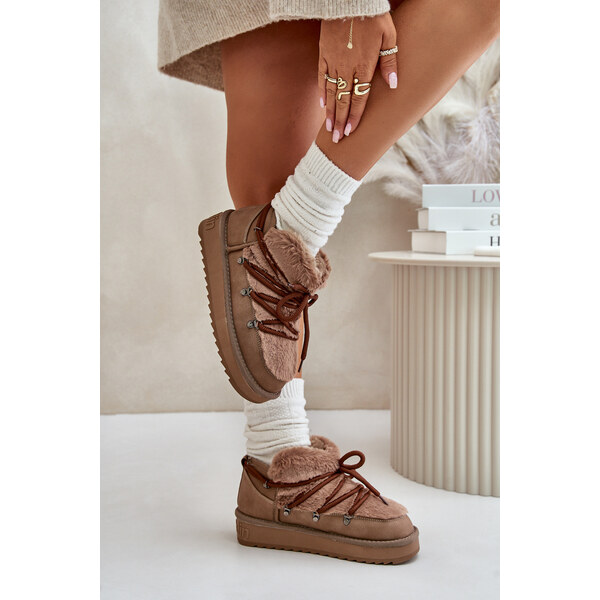 Low platform snow boots with fur D.Franklin brown 59905347