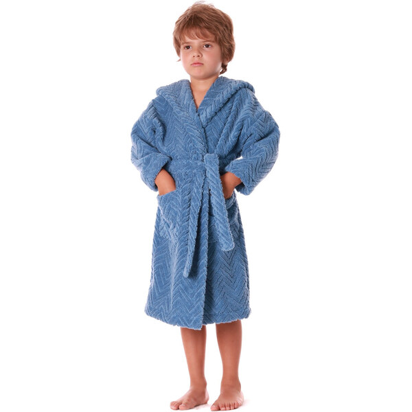 Detský župan Athena s kapucňou 9116 denim light - Vestis 63802005