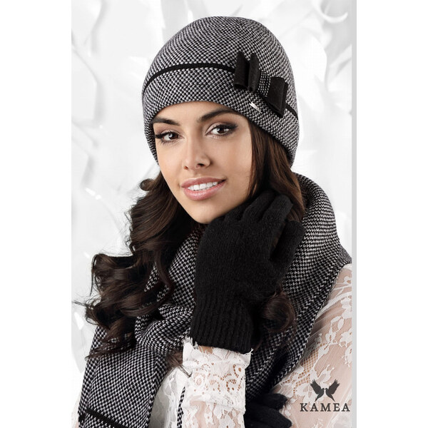 Kamea Čierny elegantný dámsky šál na zimu Bolonia, Farba čierna 58294519