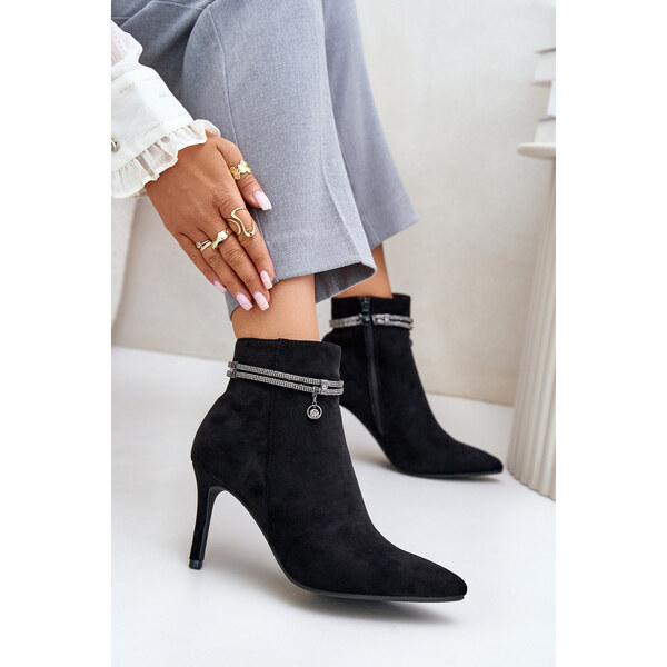 Insulated ankle boots with stiletto heel with decorative strap Eco 59906128