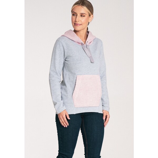 FIGL Dámska sivá mikina s ružovou kapucňou a vreckom M1045 pink 58321572