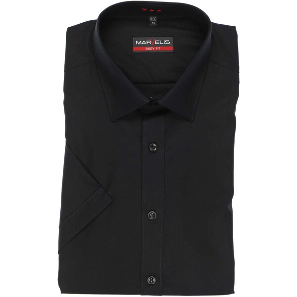 Marvelis Body Fit pánska košeľa krátky rukáv 100% popelín čierna 58321286