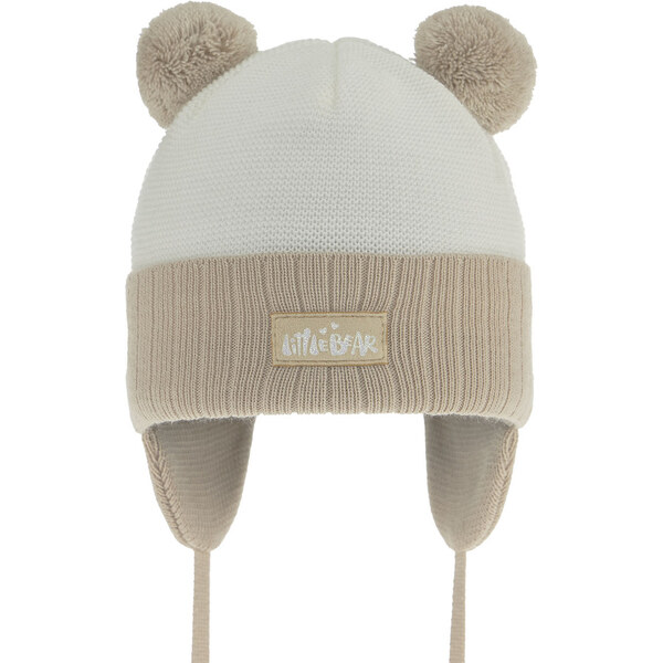 AGBO Dievčenská jesenná/jarná čiapka béžová s dvoma bambuľkami Karotka 58357054