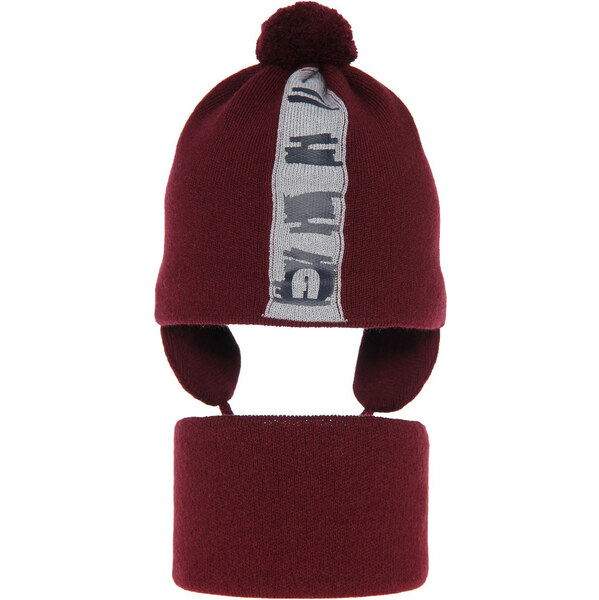 AGBO Boys spring/ autumn set: hat and tube scarf burgund Saper with 58357136