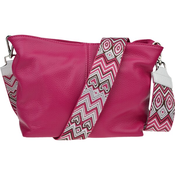 Ružová kožená talianska crossbody kabelka Batilda Fuxia s prídavným 58353928