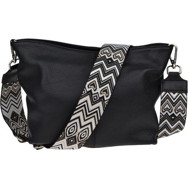 Čierna kožená talianska crossbody kabelka Batilda Nera s prídavným 58353931