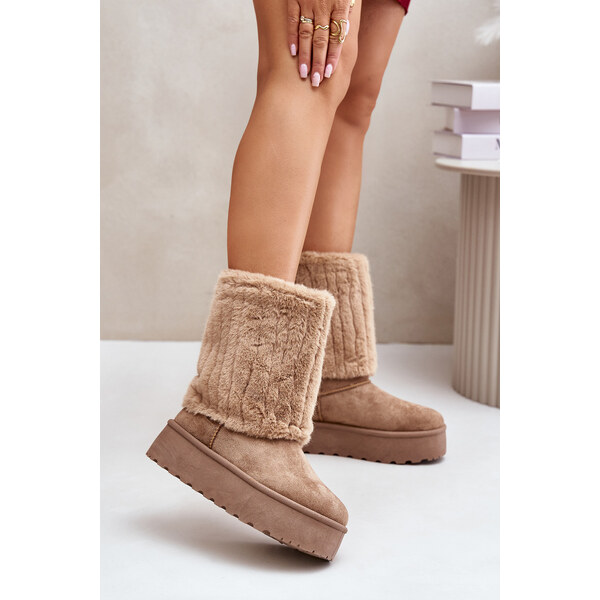 EVENTO Platform snow boots with a turned-up upper beige Lisonea 59905657