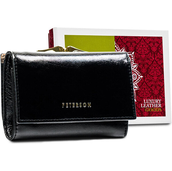 Malá dámska čierna kožená peňaženka Peterson LP412 58367600