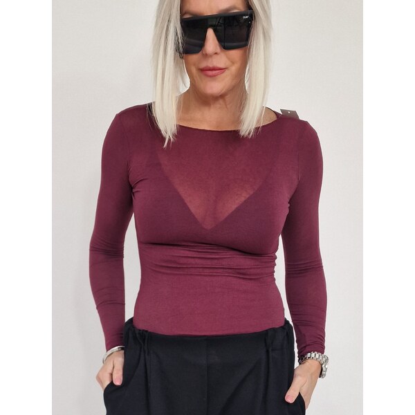 Voga Móda Bordové tričko s kašmírom CASH 58371204