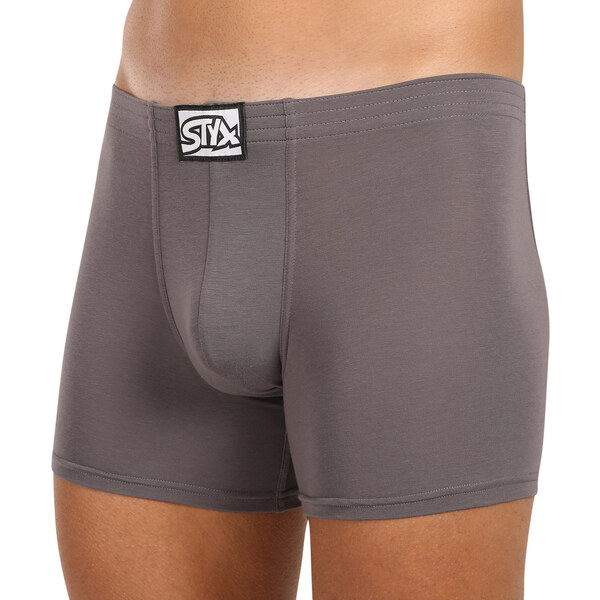 Pánske boxerky Styx long klasická guma tmavo sivé (F1063) 23391590
