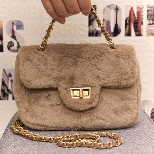 JOHN-C Dámska hnedá plyšová kabelka ZORA 58396777