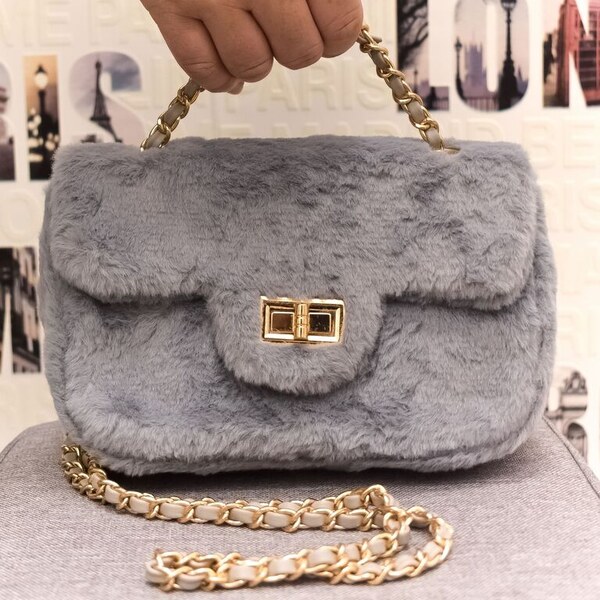 JOHN-C Dámska sivá plyšová kabelka ZORA 58396776