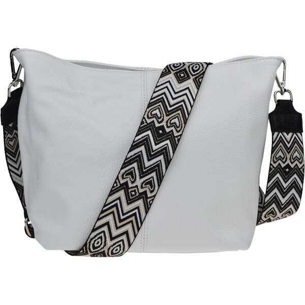 Biela kožená talianska crossbody kabelka Prisca Bianca s prídavným 58397979