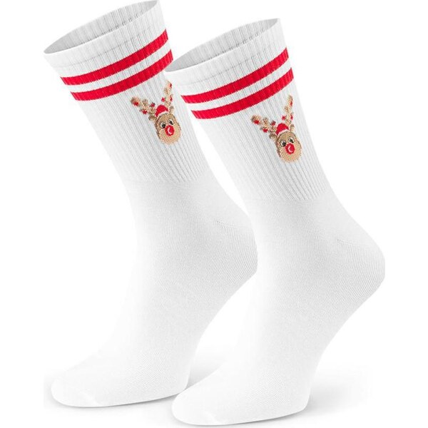 BASIC Biele pánske vianočné ponožky Art.136 KM151, WHITE 58402851