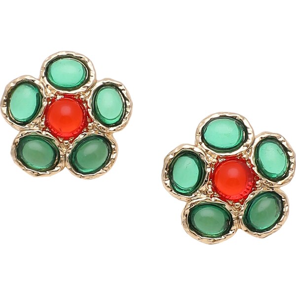 SOHI Náušnice Charlotte zlatá / zelená / červená 58412184