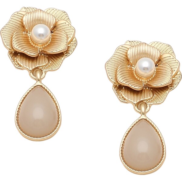 SOHI Náušnice Abi zlatá / perlovo biela 58412205