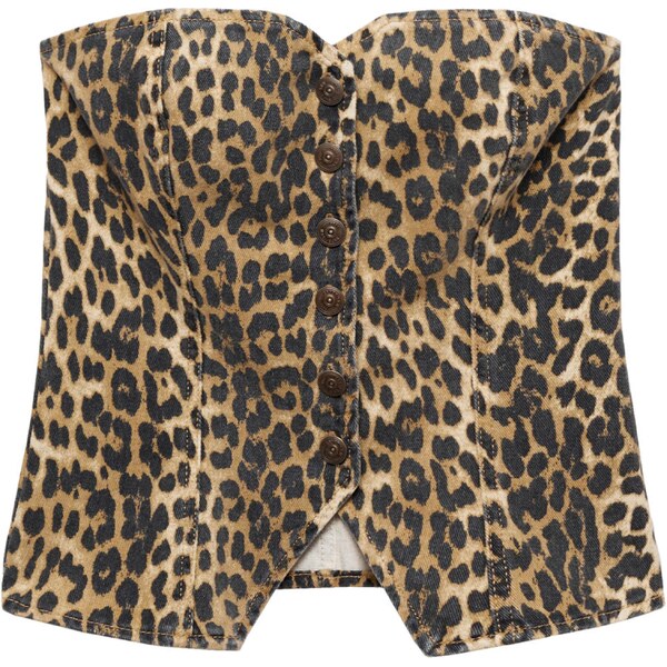 MANGO Top LEO hnedá / svetlohnedá 58425658