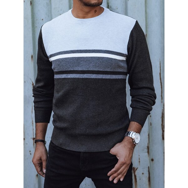 Dstreet Jedinečný bielo-šedý pánsky sveter 58429635