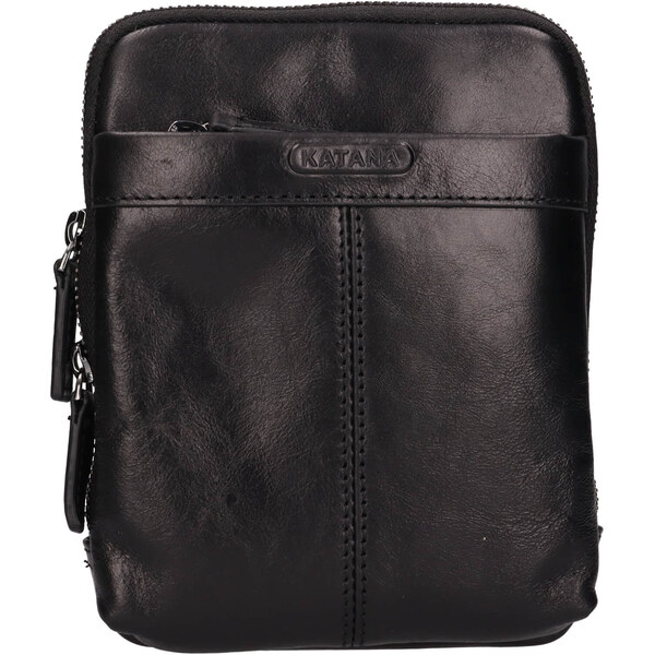 Pánska kožená taška na mobil a doklady Katana Perry - čierna 58430247