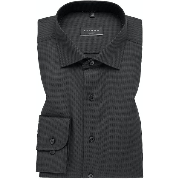 Pánska antracitová košeľa so štruktúrou ETERNA slim fit 58430930