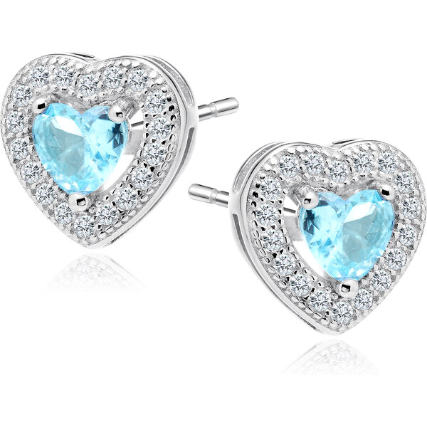 Olivie Strieborné akvamarínové náušnice SRDIEČKO 3019 14271824