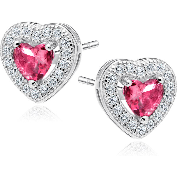 Olivie Strieborné náušnice ČERVENÉ SRDIEČKO 1655 14270953