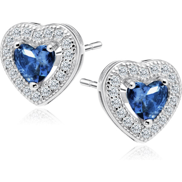 Olivie Strieborné náušnice so zafírovými zirkónmi SRDIEČKO 0761 16604935