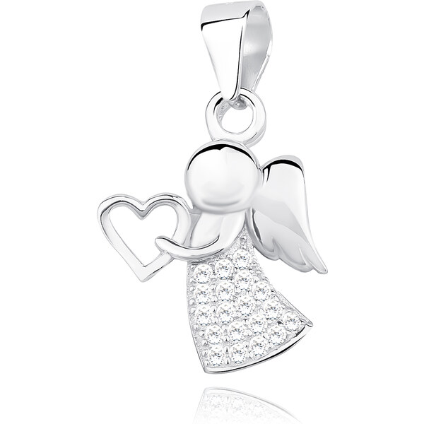 Olivie ​​Strieborný prívesok ANJEL so srdiečkom 2585 14271490
