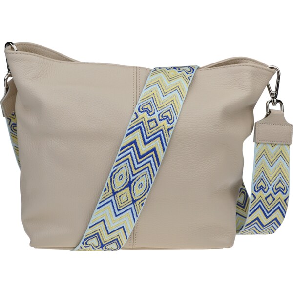 Béžová kožená talianska crossbody kabelka Prisca Beige s prídavným 58440544