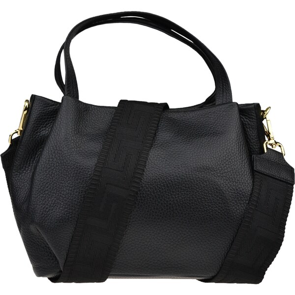 Čierna kožená talianska crossbody kabelka Tea Nera s prídavným pruhom 58442562