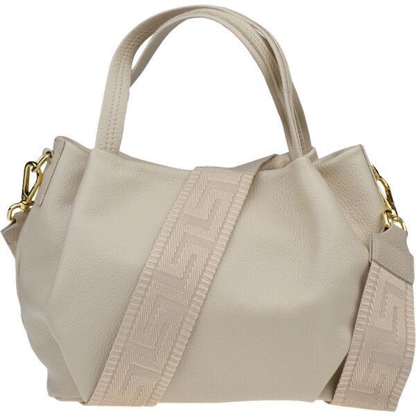 Béžová kožená talianska crossbody kabelka Tea Beige s prídavným pruhom 58442567