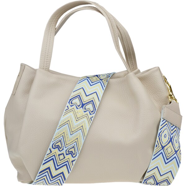 Béžová kožená talianska crossbody kabelka Tea Beige s prídavným pruhom 58442566