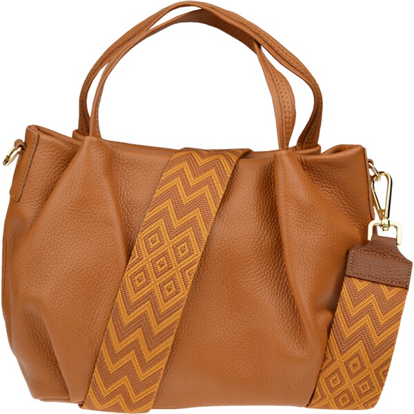 Camel kožená talianska crossbody kabelka Tea Camel Chiaro s prídavným 58442569