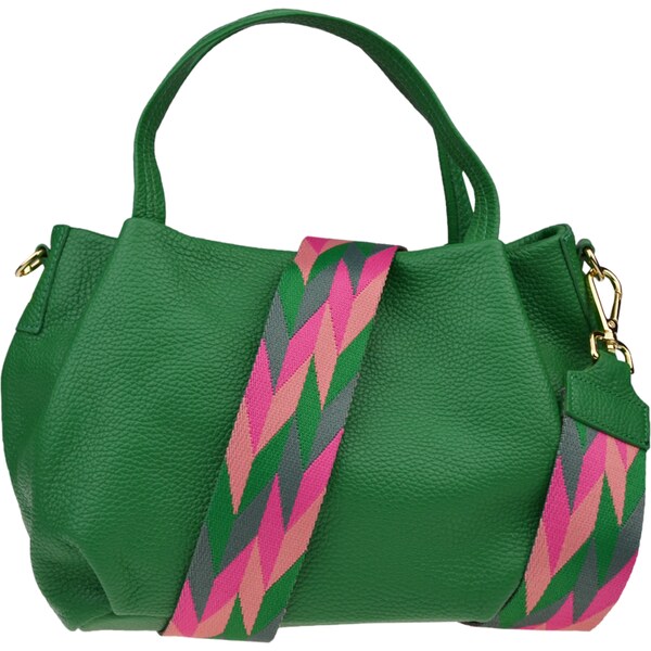 Zelená kožená talianska crossbody kabelka Tea Verde Freddo s prídavným 58442572