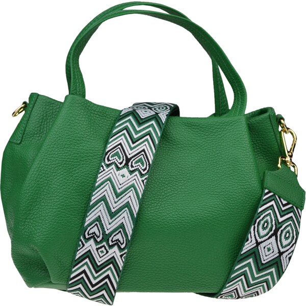 Zelená kožená talianska crossbody kabelka Tea Verde Freddo s prídavným 58442571