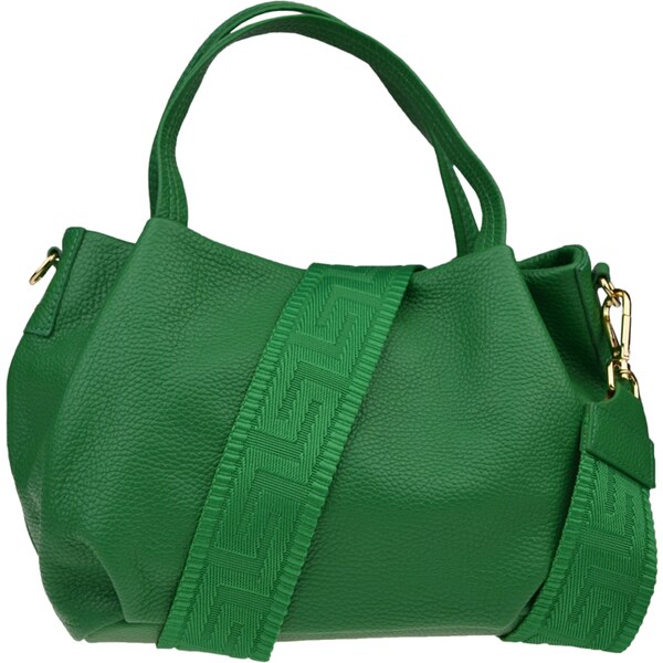 Zelená kožená talianska crossbody kabelka Tea Verde Freddo s prídavným 58442573