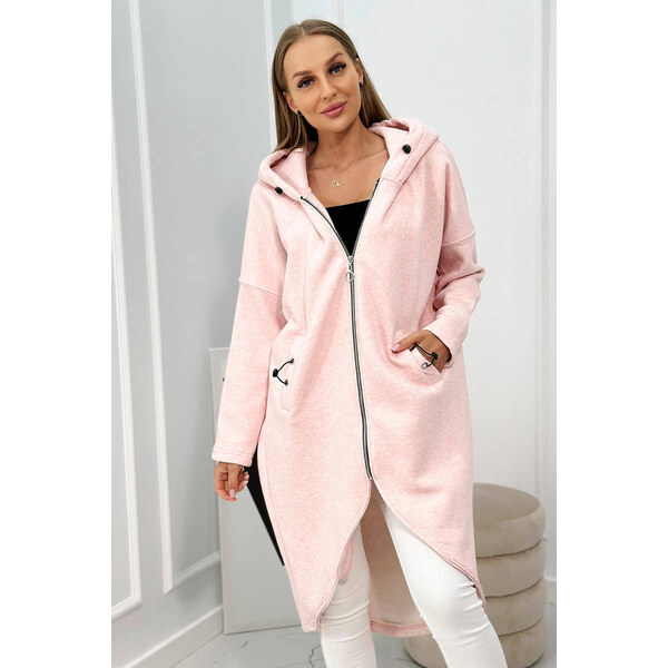 Zateplená dlhá mikina pink melange - Kesi 58450748