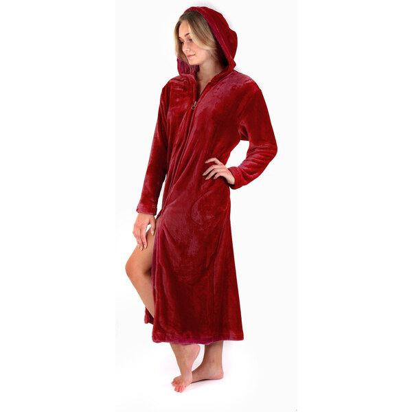 Dámsky župan Siena s kapucňou na zips 3656 burgundy - Vestis 58450801