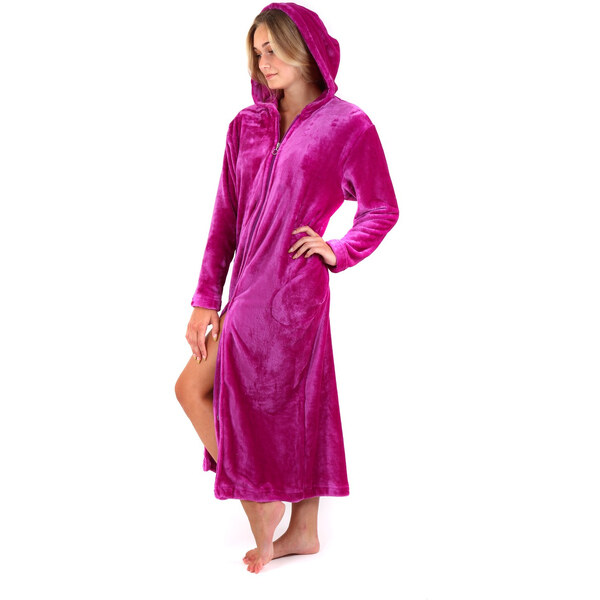Dámsky župan Siena s kapucňou na zips 3656 fuchsia - Vestis 58450799