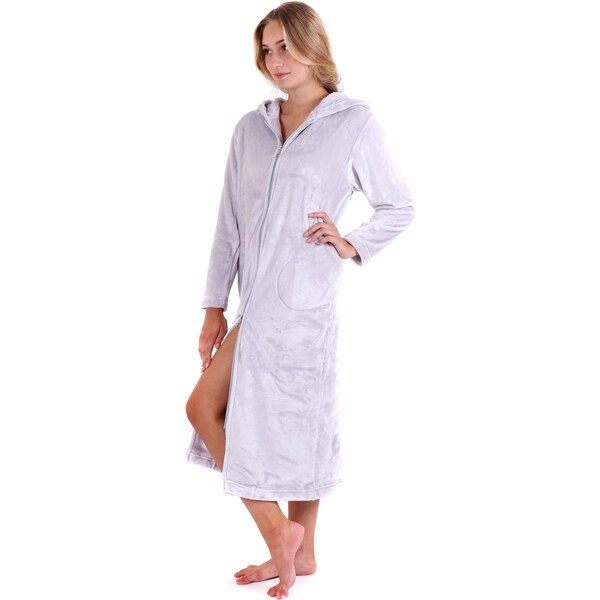 Dámsky župan Siena s kapucňou na zips 3656 Light Grey - Vestis 58450800