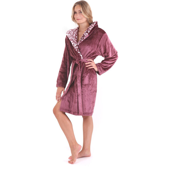 Dámsky župan s kapucňou Flora 4856 4853 krátky fialový - Vestis 60298208