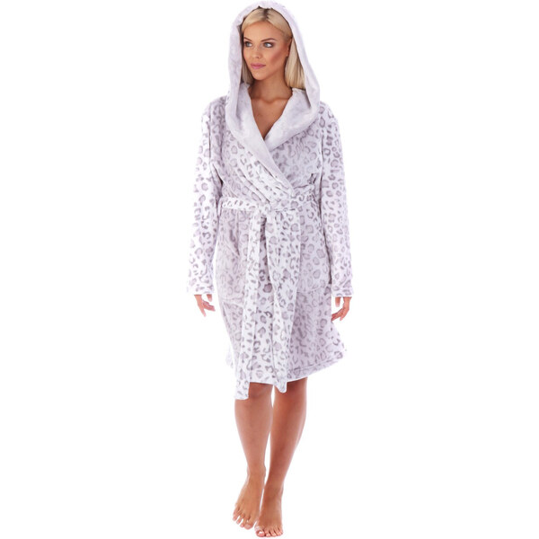 Dámsky župan irbis 4856 s kapucňou vzorovaný krátky - Vestis 58450825