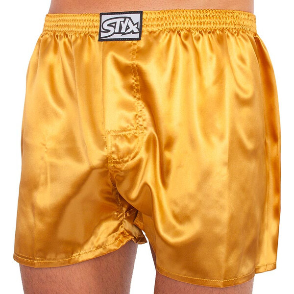 Pánske trenky Styx klasická guma saténové zlaté (C685) 58455157