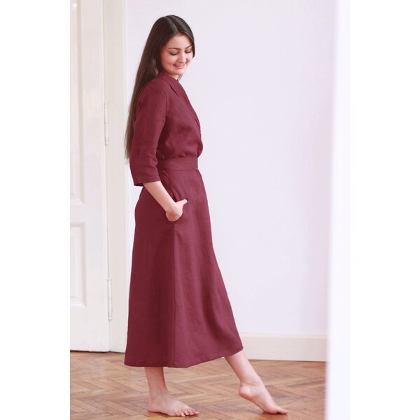 Lotika Linen Ľanové zavinovacie maxi šaty Lotika 63333885