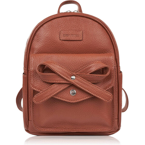 Paolo Peruzzi Dámsky kožený batoh s mašľou T-71-LBR | koňak T-71-LBR 58456512