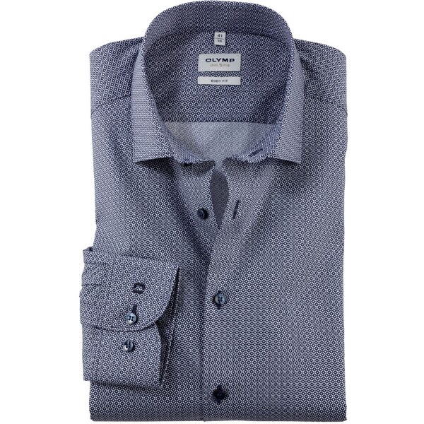 Pánska modrá košeľa s potlačou OLYMP body fit 58462873